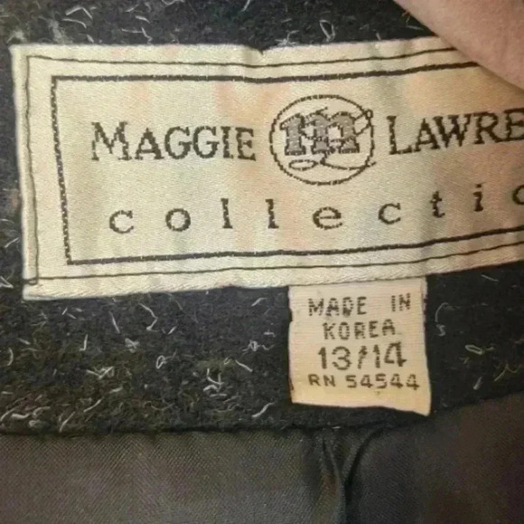 Maggie Lawrence Wool Blend Coat Sz14 Leather Accents 80s y2k oldmoney vintage - Picture 3 of 8